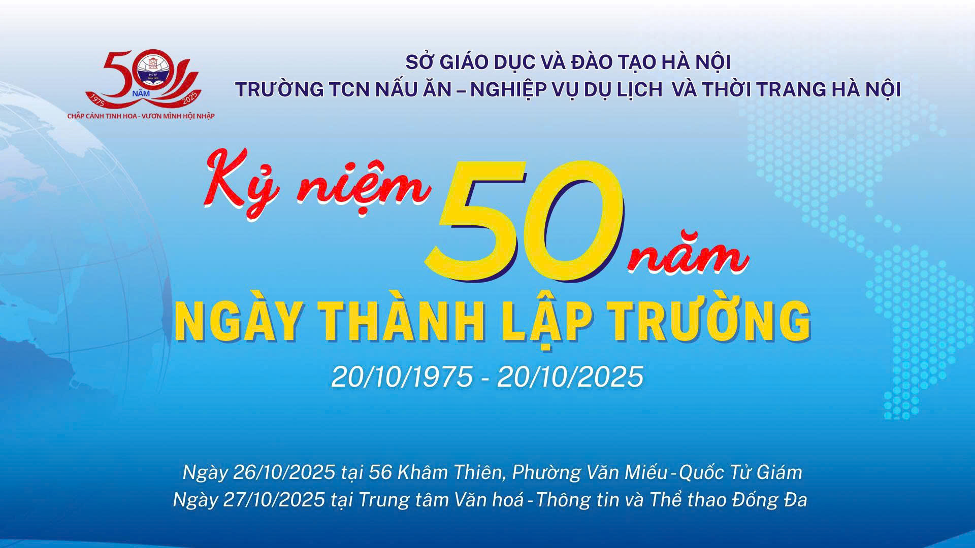 Link sự kiện KỶ NIỆM 50 NĂM NGÀY THÀNH LẬP TRƯỜNG 20/10/1975