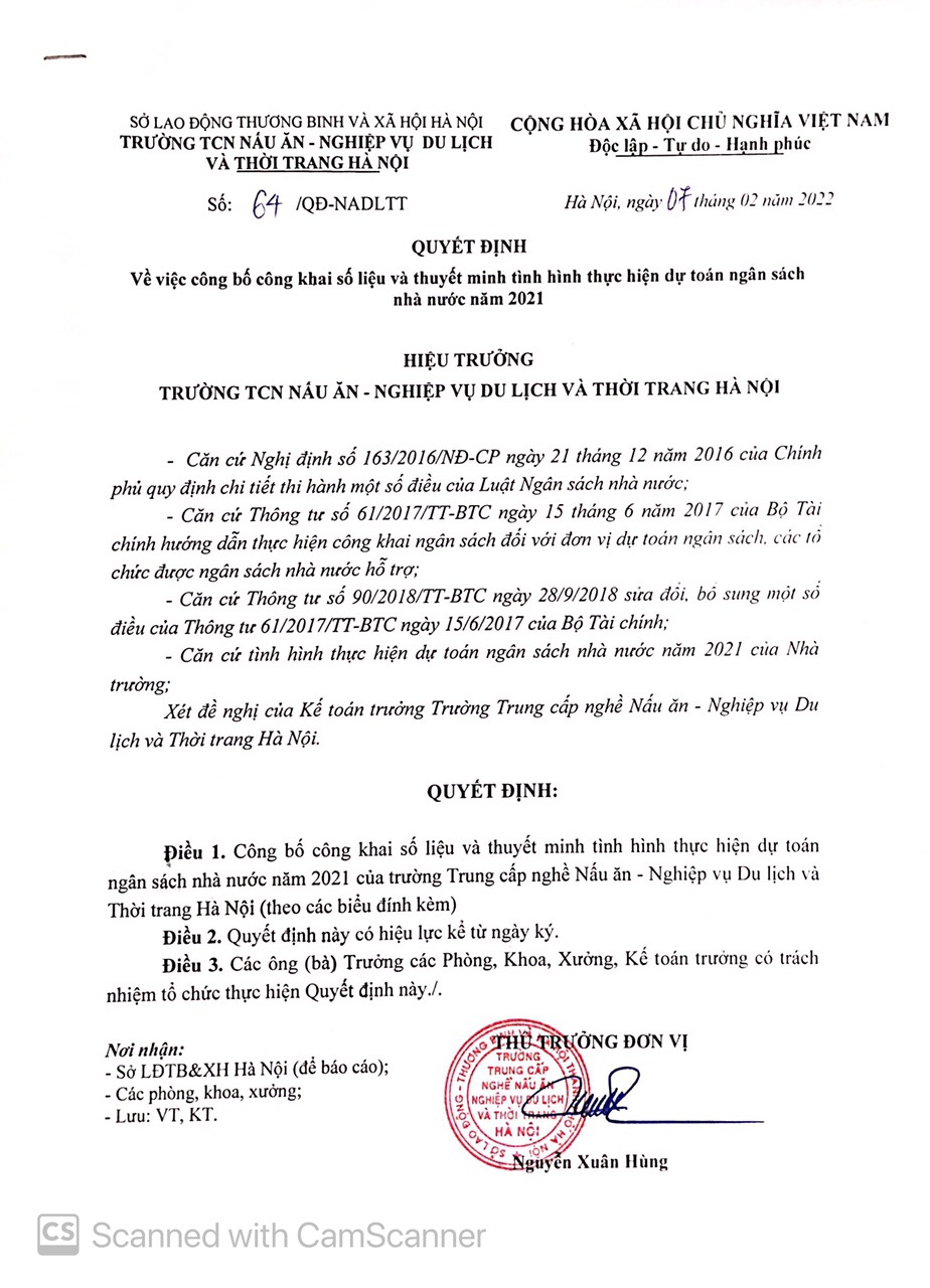 Quyết định công khai cắt giảm dự toán chi thường xuyên năm 2021(đợt 2)