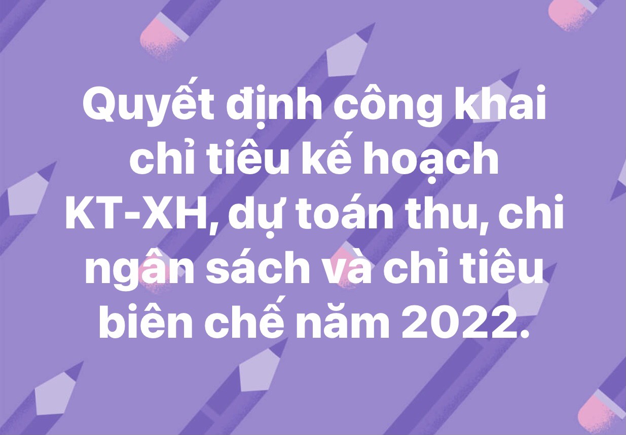 Quyết định công khai chỉ tiêu kế hoạch KT-XH, dự toán thu, chi ngân sách và chỉ tiêu biên chế năm 2022
