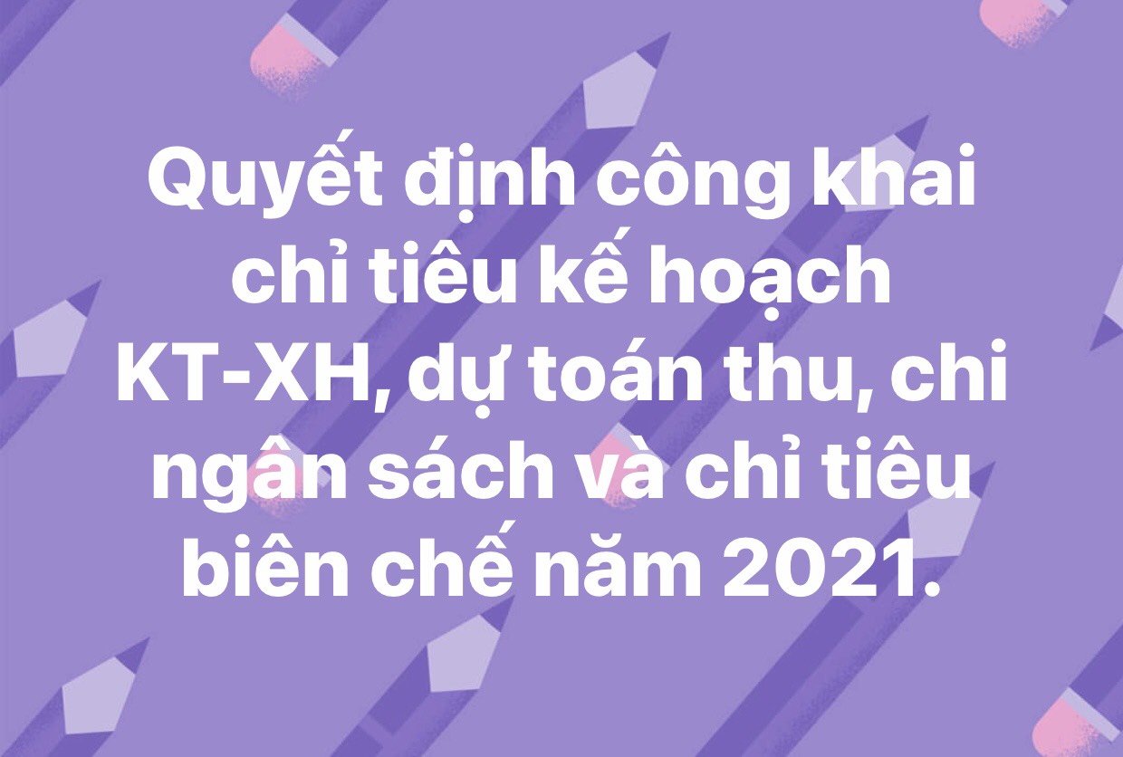 Quyết định công khai chỉ tiêu kế hoạch KT-XH, dự toán thu, chi ngân sách và chỉ tiêu biên chế năm 2021