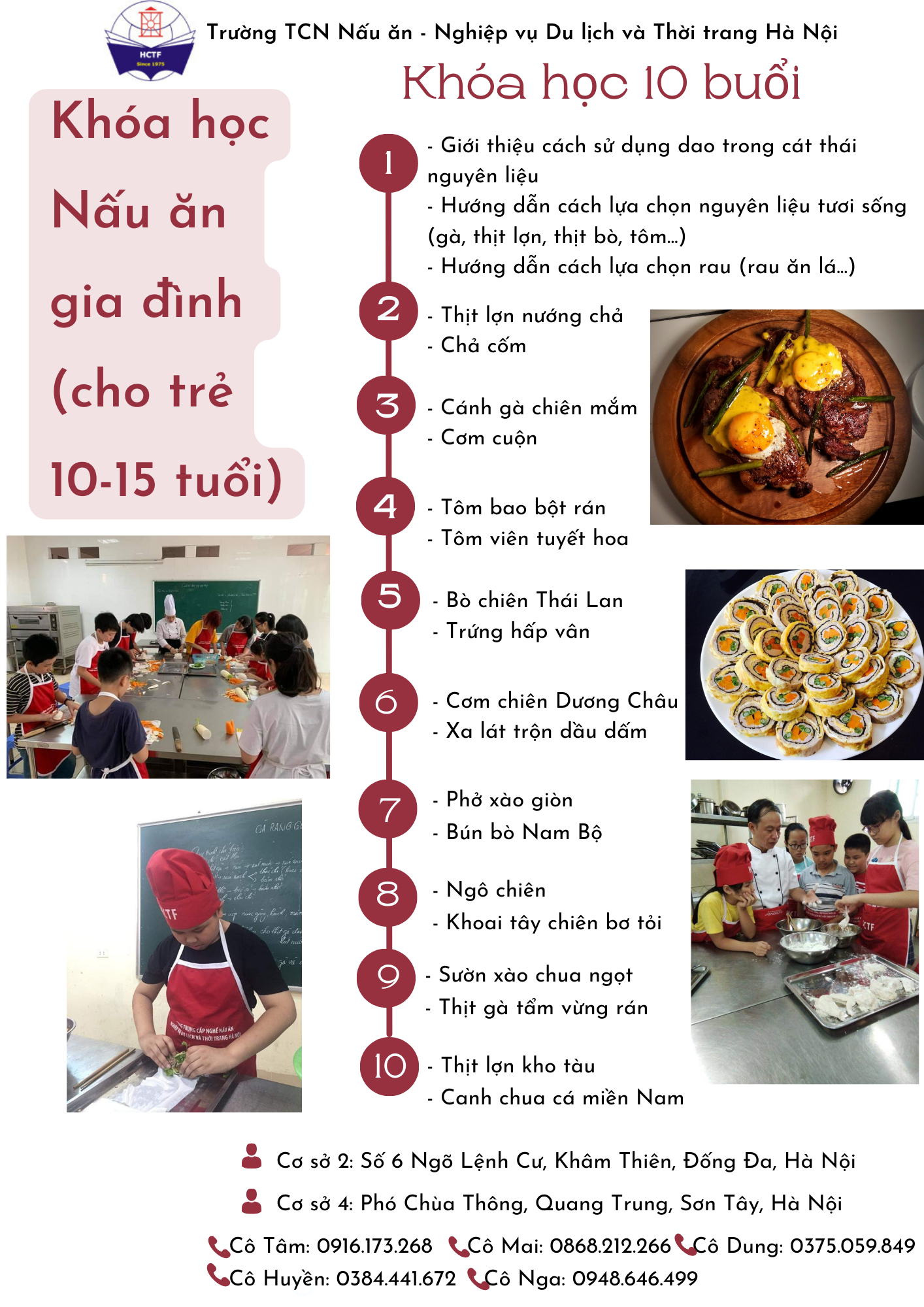 CHƯƠNG TRÌNH ĐÀO TẠO NẤU ĂN GIA ĐÌNH CHO TRẺ EM TỪ 10 - 14 TUỔI 